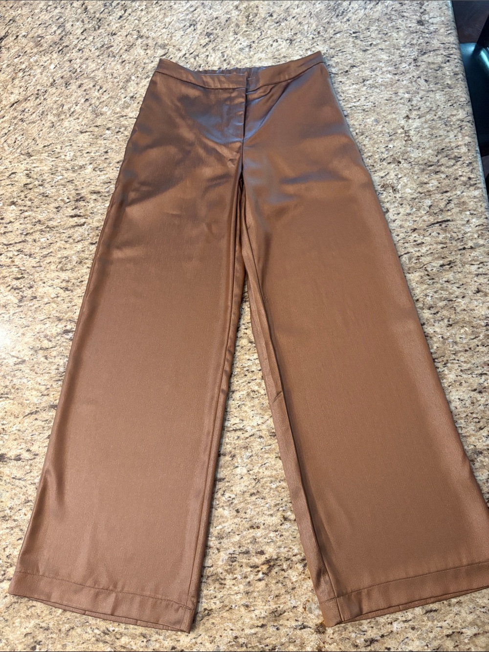 Wide-Leg Satin Pants in Chocolate Brown
